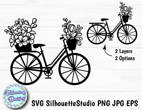 Download Vintage Bicycle In Svg Cycling Travel Summer Flowers Etsy