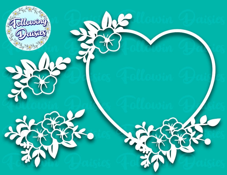Heart decorated with flowers Paper cut template FLORAL HEART in SVG Floral bouquets in svg Svg files for cricut and silhouette
