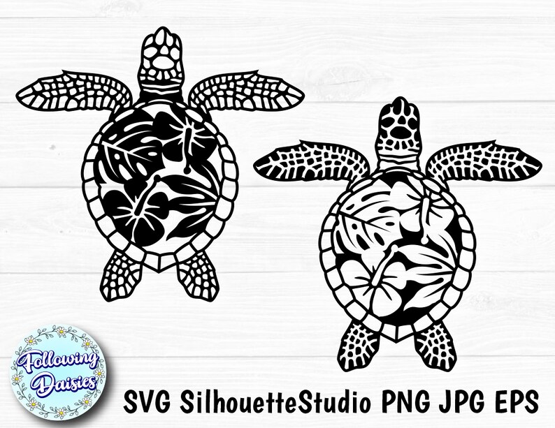Download SEA TURTLE SVG Tropical flowers Ocean Sea animals Beach | Etsy