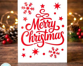 Merry Christmas Card SVG: Holiday Greeting Card Template for Cricut and Silhouette
