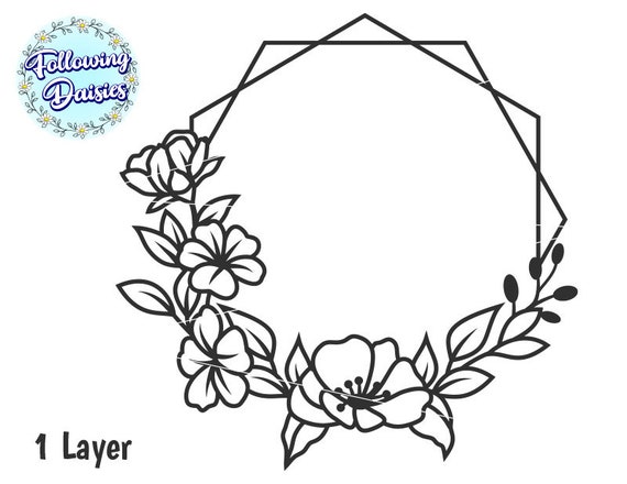 Flower Wreath Monogram Frame SVG File for Silhouette