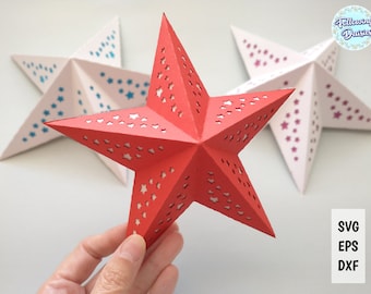 3D CHRISTMAS STAR SVG, Christmas 3D paper star, Christmas decorations, Christmas ornamets, Svg files for Cricut and Silhouette
