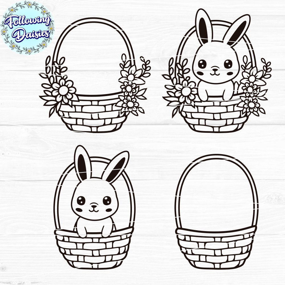 BUNNY BASKET SVG, Rabbit Svg, Spring Svg, Bunny Svg Files for Cricut ...