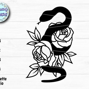 SERPIENTE FLORAL en SVG, Serpiente decorada con rosas, Reptiles, Flores, Víbora, Culebra, Archivos de corte para Cricut y Silhouette