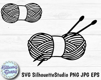 KNITTING WOOL SVG, Ball of wool, Knitting needle, Knitter, Crafting, Hobby, Svg files for cricut and silhouette, Paper cut template
