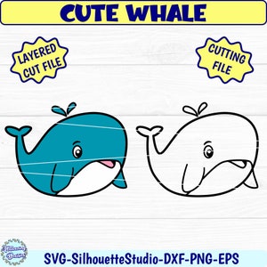LINDA BALLENA SVG, Archivos svg en capas, Lindos animales marinos, Animales marinos cartoon, Archivos de corte para Cricut y Silhouette