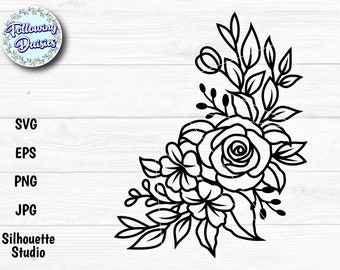 FLORAL BOUQUET SVG, Flowers, Flower cut file, Floral ornaments, Paper cut template, Svg files for cricut and silhouette