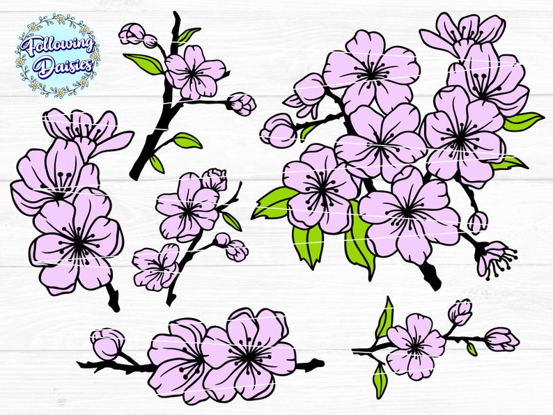 Cherry Blossom SVG Bundle: Layered Spring Flowers, Cricut & Silhouette ...