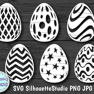 HUEVOS de PASCUA en SVG Nº3, Huevos de pascua con motivos geométricos, Decoración de Pascua, Archivos de corte para Cricut y Silhouette