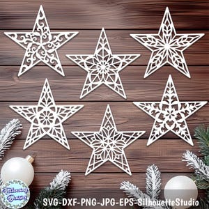 CHRISTMAS STARS SVG, kerstversieringen, kerstbollen, kerstversieringen, Svg-bestanden voor de Cricut en Silhouette