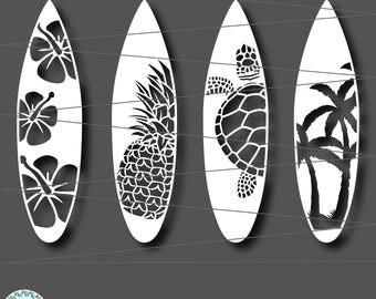 SURFBOARDS SVG, Surfer, Surf board silhouette, Summer, Beach, Surfing, Sport, Svg files for cricut and silhouette, Paper cut template