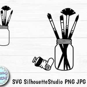BOTE de PINCELES en SVG, Pintura, Pintor, Hobby, Manualidades, Artista, Aficion, Archivos svg para Cricut y Silhouette