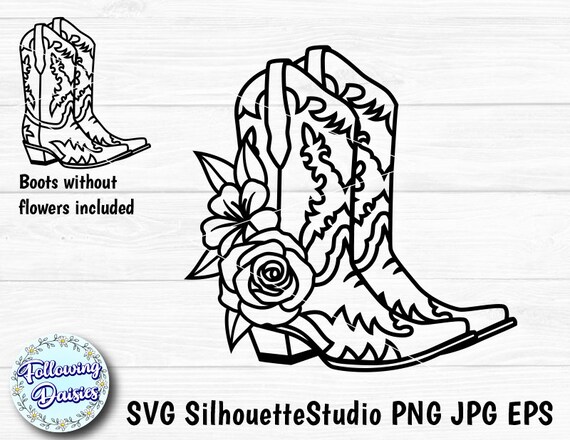 Download Cowboy Boots Svg Boots Decorated With Flowers Western Etsy
