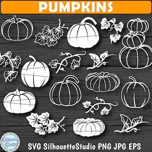 ABÓBORAS em formato SVG, Ramos, Halloween, Ação de Graças, Modelo de corte de papel, Arquivos de corte para cricut e Silhueta, Download instantâneo