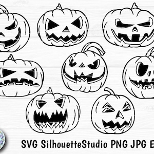 PUMPKINS SVG, Jack O lantern svg file, Halloween pumpkins svg, Scary pumpkins svg, Spooky Halloween svg, Cut files for cricut and Silhouette
