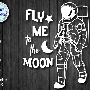 Astronaut in SVG, Mond, Weltall, Papierschnitt Vorlage, SVG-Dateien für Cricut und Silhouette, Sofort Download