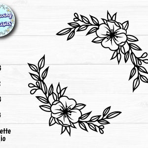 COURONNE avec FLEURS SVG Nº N03, Cadre floral, Cadre circulaire, Ensemble floral, Monogramme de fleurs, Fichiers de coupe pour cricut et silhouette