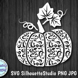 PUMPKIN with floral decoration in SVG format, Halloween, Thanksgiving, Fall decor, Paper cut template, Cut files for cricut and Silhouette