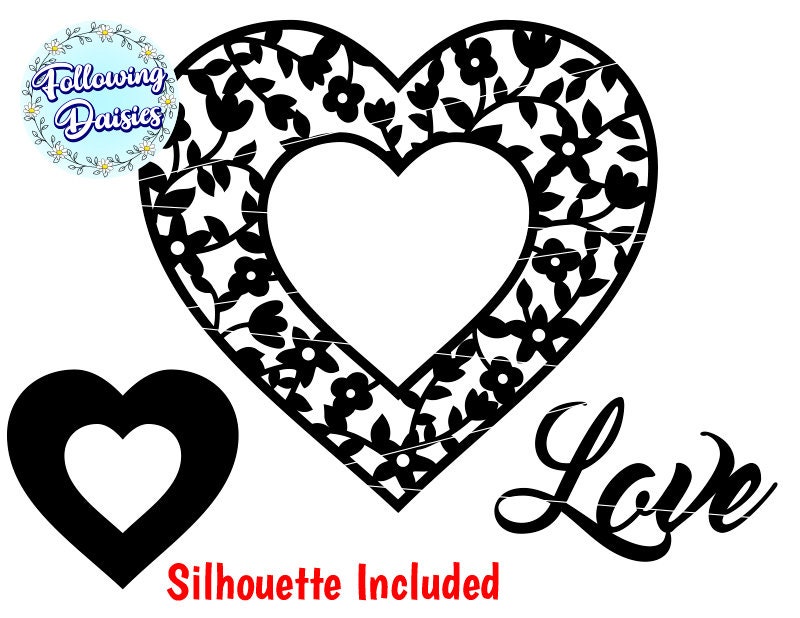 Buy FLOWER HEART in SVG, Heart Decorated With Flowers, Love in Svg ...