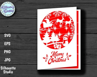 CHRISTMAS CARD SVG, Merry Christmas, Card template, Christmas tree, Christmas greeting card, Cut files for cricut and Silhouette