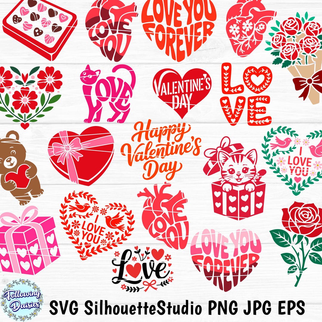 Valentine SVG Bundle, Love Layered Designs, Hearts Boxes Gifts, Cricut ...
