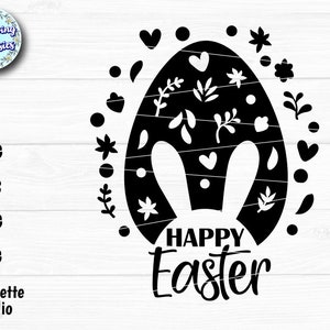 HUEVO de PASCUA en SVG, Decoración de Pascua, Happy Easter, Orejas de conejo, Conejo de pascua, Archivos de corte para Cricut y Silhouette