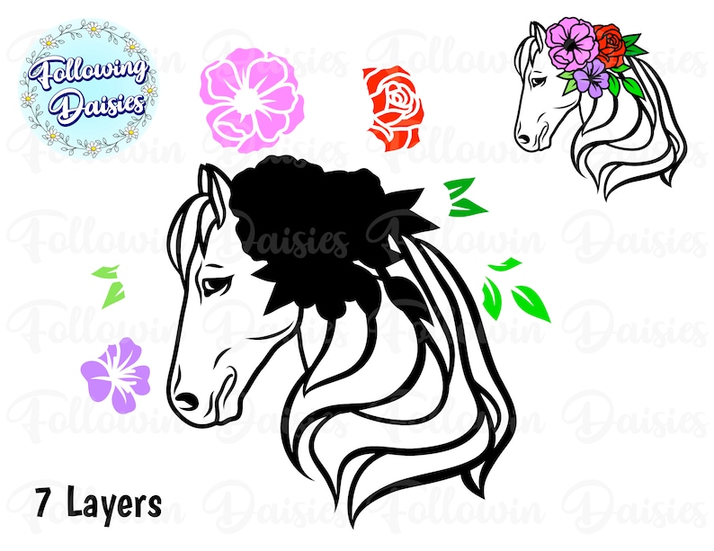 Download Floral HORSE HEAD SVG Flowers Animals Horse head | Etsy