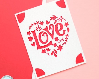 SVG con cuori floreali, SVG con biglietti di San Valentino, SVG con amore, SVG con San Valentino, SVG con cuori floreali, File SVG per cricut e silhouette