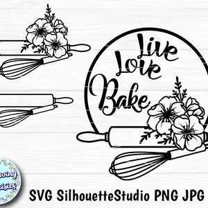 BAKER in SVG, Bäckerei, Foralwalze, Küchenutensilien, Blumen, svg-Dateien für Cricut und Silhouette, Schnittvorlagen