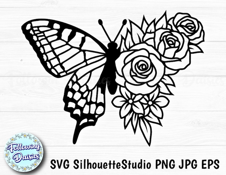 Download Clip Art Art Collectibles Svg Files For Cricut And Silhouette Buttefliy In Svg Roses Flowers Svg Floral Butterfly Paper Cut Template Butterfly Silhouette Spring