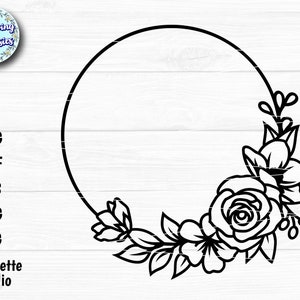 FLORAL FRAME SVG, Blumenkranz svg, Monogrammrahmen svg, Kreisrahmen svg, Runder Blumenrahmen svg, SVG-Dateien für Cricut und Silhouette