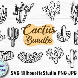 CACTUS en SVG, Succulentes, Plantes, Nature, Cactus du désert, Paquet de Cactus, Modèle découpé en papier, Fichiers Svg pour cricut et silhouette