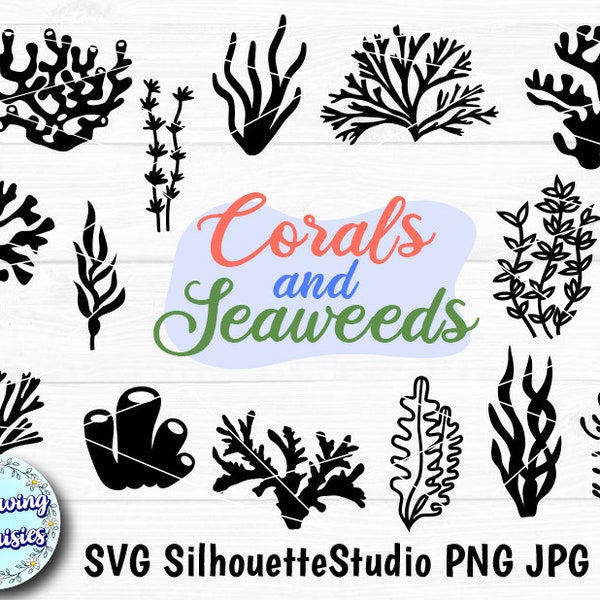 CORALS and SEAWEEDS en SVG, Ocean, Plants, Marine Nature, Sea, Corals bundle, Paper cut template, Svg files for cricut and silhouette