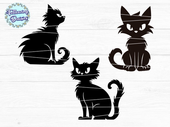 BLACK CATS SVG, Halloween Black Cat Svg, Black Cat Silhouette Svg