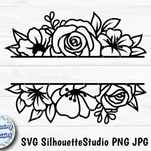 FLORAL Text SEPARATOR SVG #S05, Split Monogram, Flowers, Floral Monogram, Floral Border, Cut Files pour cricut et silhouette
