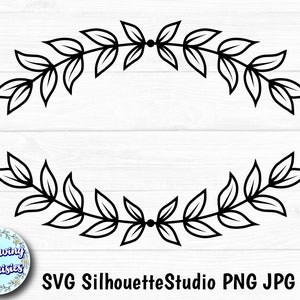 LAUREL BORDER in SVG, Line divider, Leaves, Branches, Laurel wreath, Paper cut template, Svg files for cricut and silhouette