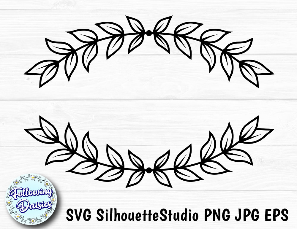 Download Laurel Border In Svg Line Divider Leaves Branches Laurel Etsy