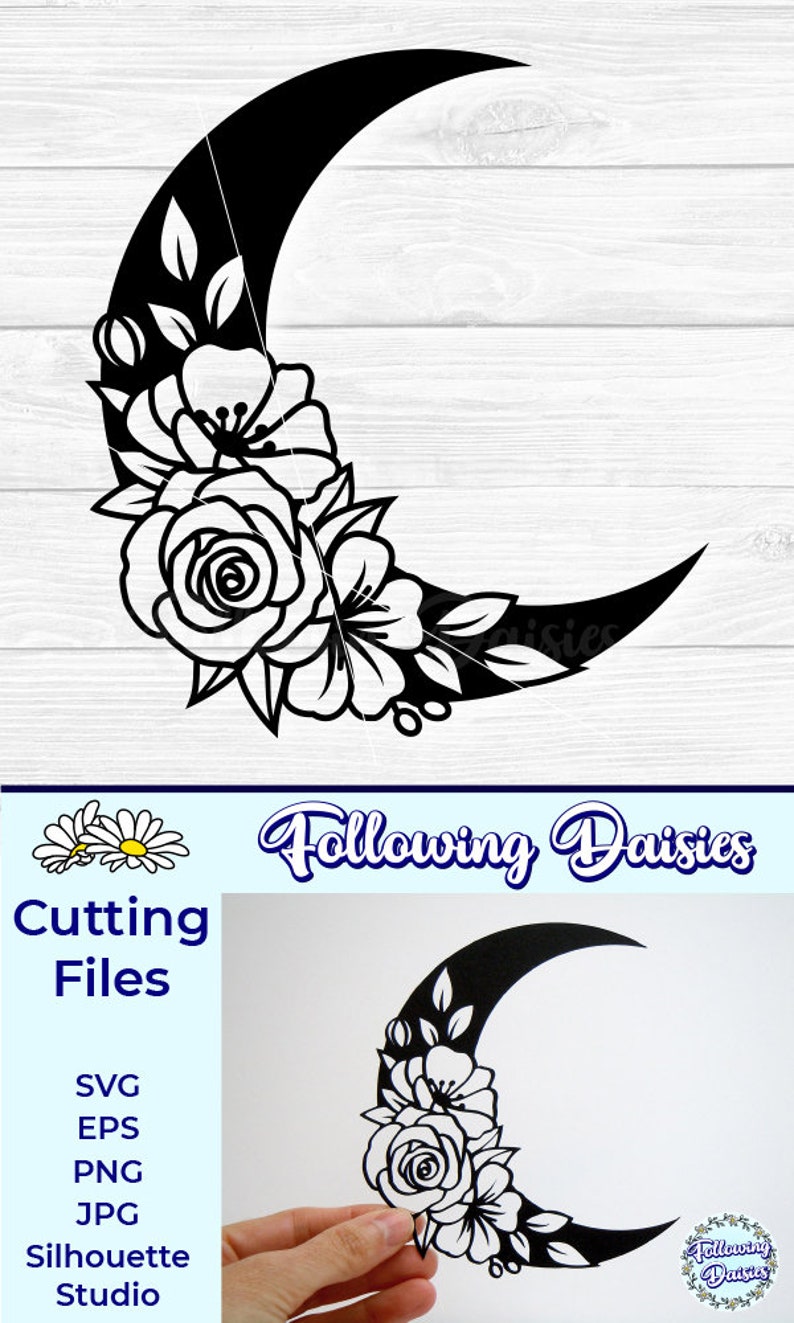 Download Floral Moon In Svg Svg Files For Cricut And Silhouette Half Moon Paper Cut Template Night Floral Decoration Flowers Scrapbooking Craft Supplies Tools Mondobello Com Br