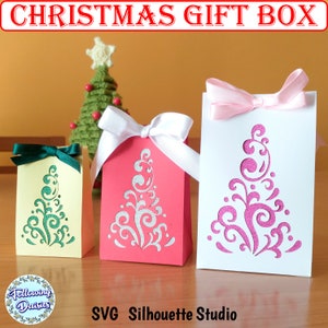 SCATOLA REGALO DI NATALE SVG, scatola di Natale in formato SVG, modello di scatola regalo, scatola regalo in formato SVG per cricut, Natale in formato SVG, file Svg per cricut e silhouette