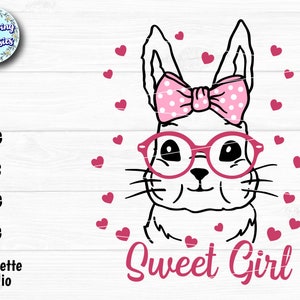 BUNNY SVG, Bunny met strik, paashaas, Bunny met bril, Bunny gezicht, Konijn gezicht, Svg-bestanden voor cricut en silhouet