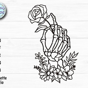 Floral SKELETON HAND in SVG, Day of the dead, Halloween svg, Skeleton cut file, Gotic, Cut files for cricut and Silhouette