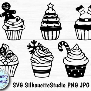 CUPCAKE de NAVIDAD en svg, Adornos Navideños, Decoración navideña, Navidad, Postre, Archivos de corte para Cricut y Silhouette