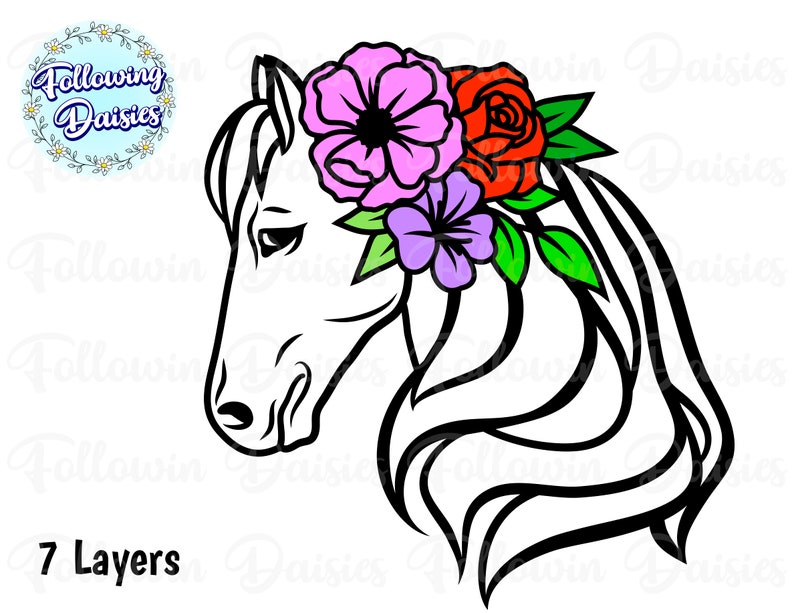 Download Floral HORSE HEAD SVG Flowers Animals Horse head | Etsy