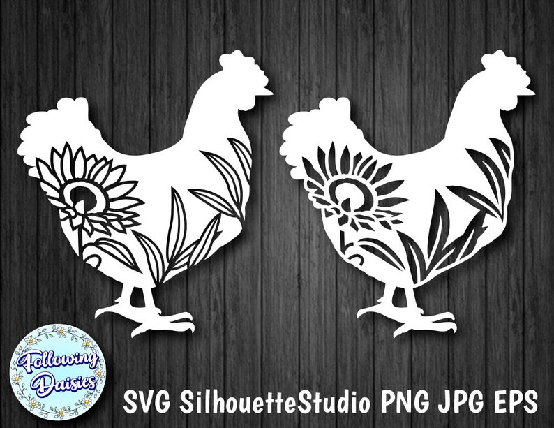 Download FLORAL CHICKEN in SVG Chicken silhouette Farm Chicken | Etsy