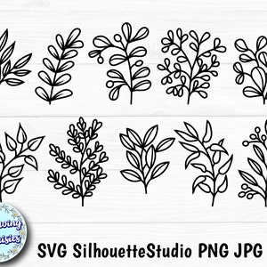 TREE BRANCH Bundle in SVG, 10 Designs, Leaves, Plants, Nature, Branches silhouettes, Paper cut template, Svg files for cricut and silhouette