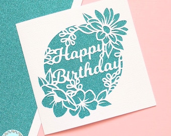 Floral Birthday Card SVG Template: Cricut & Silhouette (Digital Download)