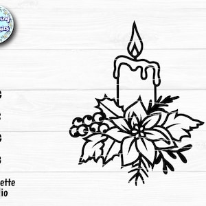KERSTKAARS in SVG, kerstversiering, bloemenkaars svg, kerstornament svg, poinsettia, svg-bestanden voor de Cricut en Silhouette