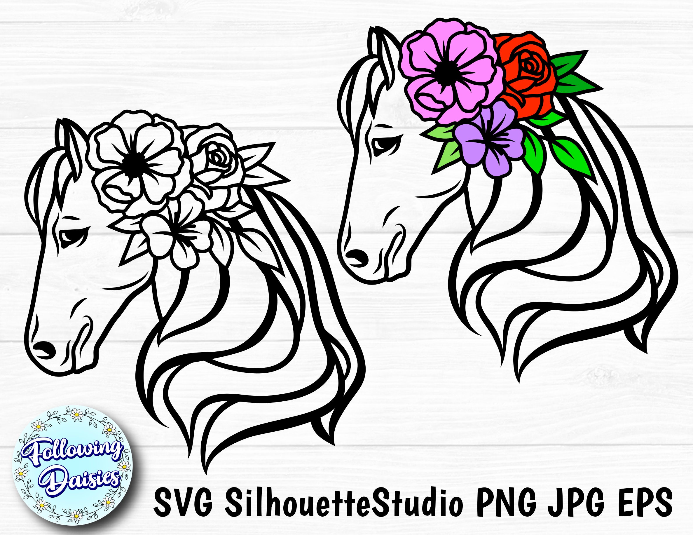 Download Floral HORSE HEAD SVG Flowers Animals Horse head | Etsy
