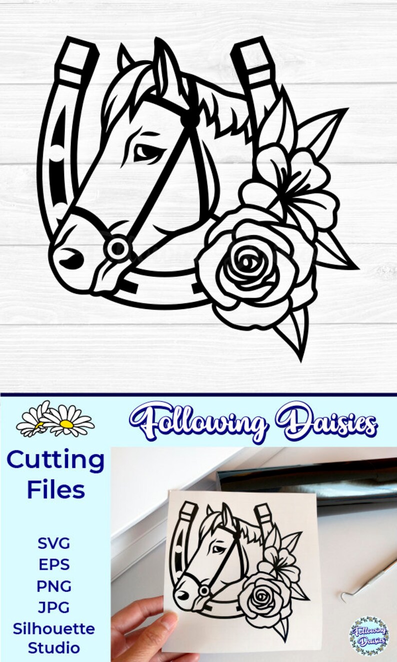 Download Clip Art Ranch Paper Cut Template Horse Riding Horseshoe And Horse Head Svg Flowers Floral Horseshoe Svg Files For Cricut And Silhouette Art Collectibles