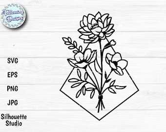 花束のSVG、花、花のカットファイル、花の装飾、ペーパーカットテンプレート、CricutとSilhouette用のSVGファイル